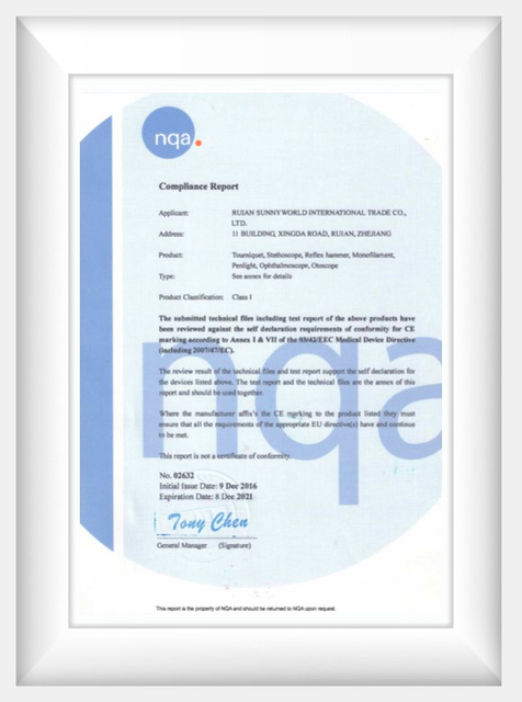 certificates of medical manufacturer